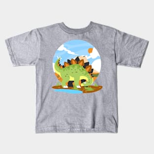 Stegosaurus Dinosaur Drawing Kids T-Shirt